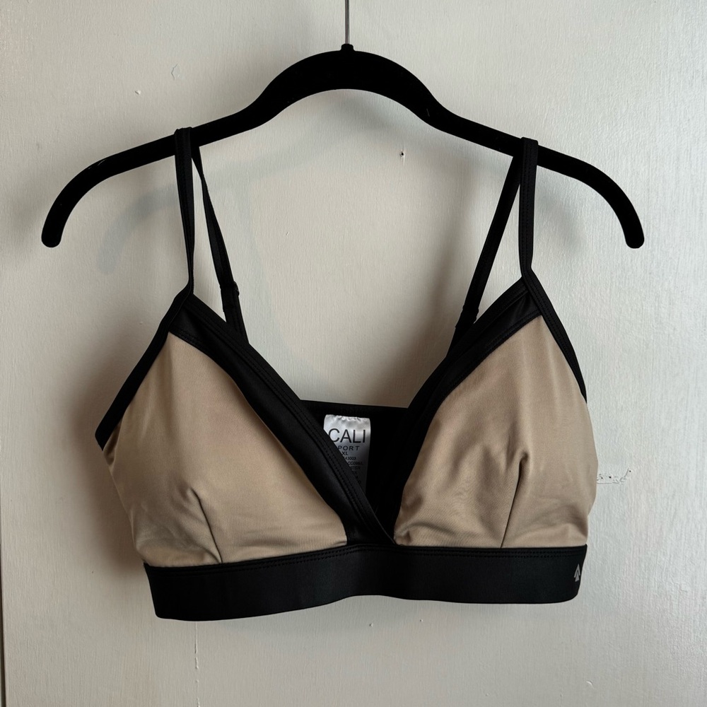 Cali Sport Sports Bra Black, Nude Triangle Top with Adjustable Straps in xl